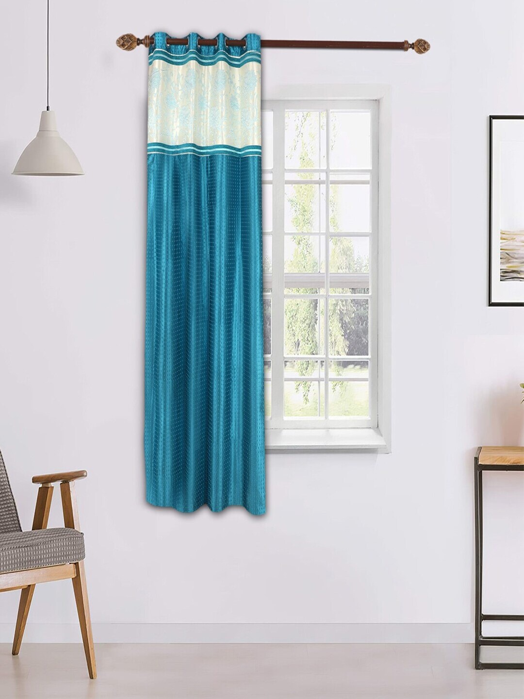 

MFD HOME FURNISHING Blue & White Colourblocked Window Curtain