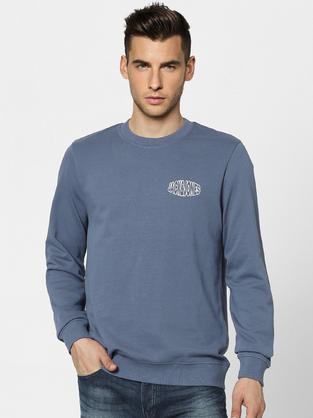 

Jack & Jones Men Blue Barnd Logo Printed VICTOR SWEAT CREW NECK Sweatshirt