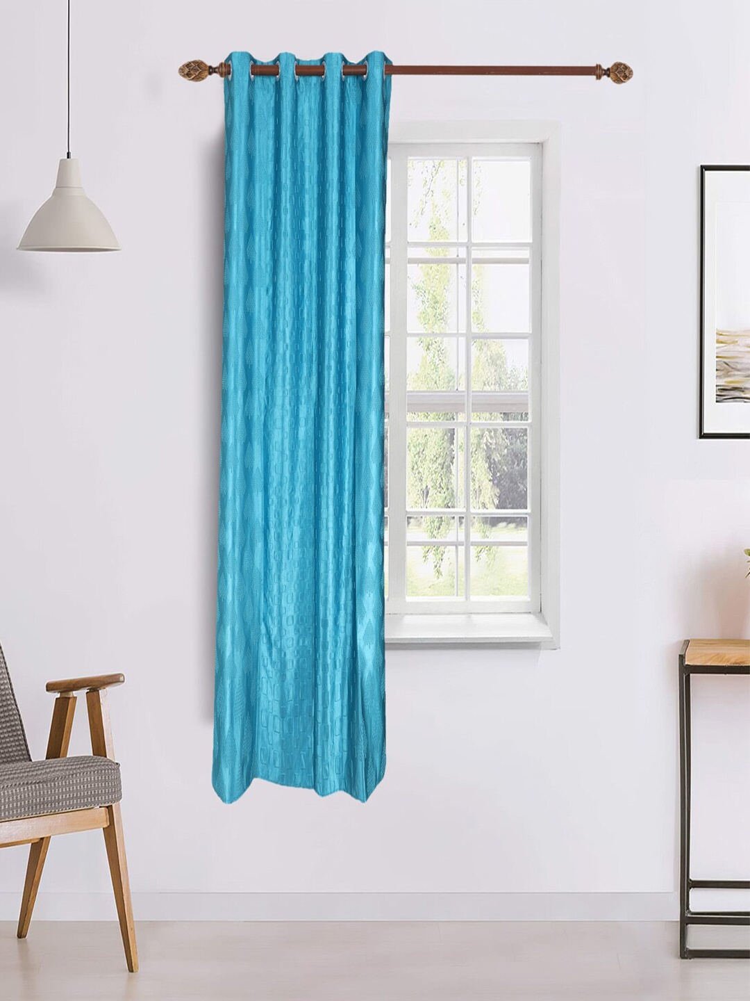 

MFD HOME FURNISHING Blue Slingle Black Out Door Curtain