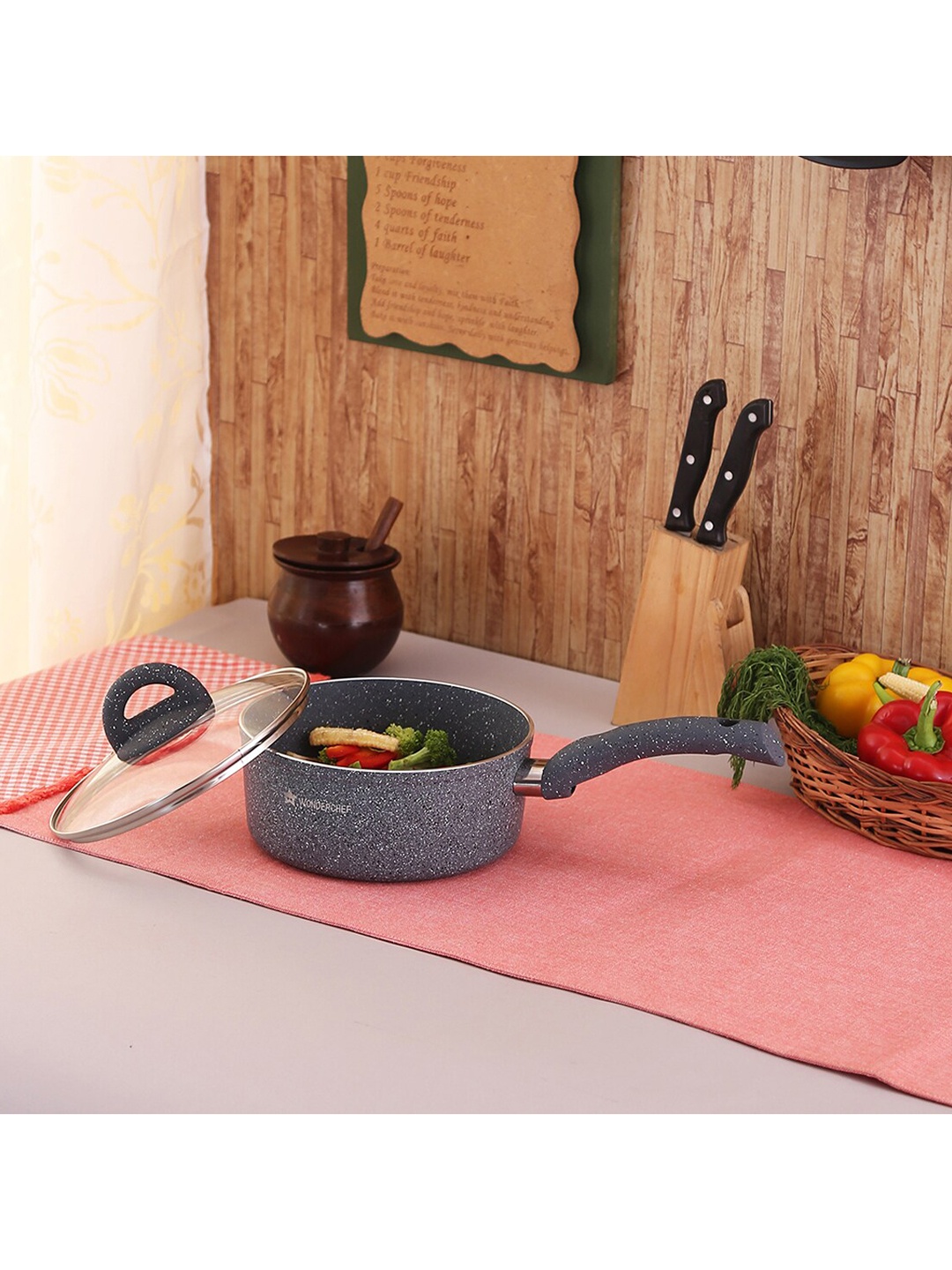 

Wonderchef Grey Granite Sauce Pan with Lid
