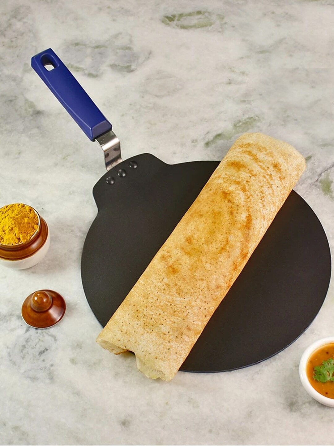 

Wonderchef Blue & Black Solid Reva Flat Dosa Tawa