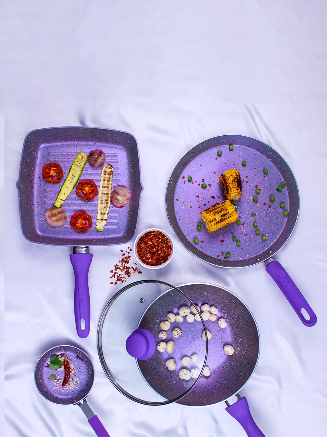 

Wonderchef Purple Solid 5-Layer Non-Stick Celebration Cookware Set