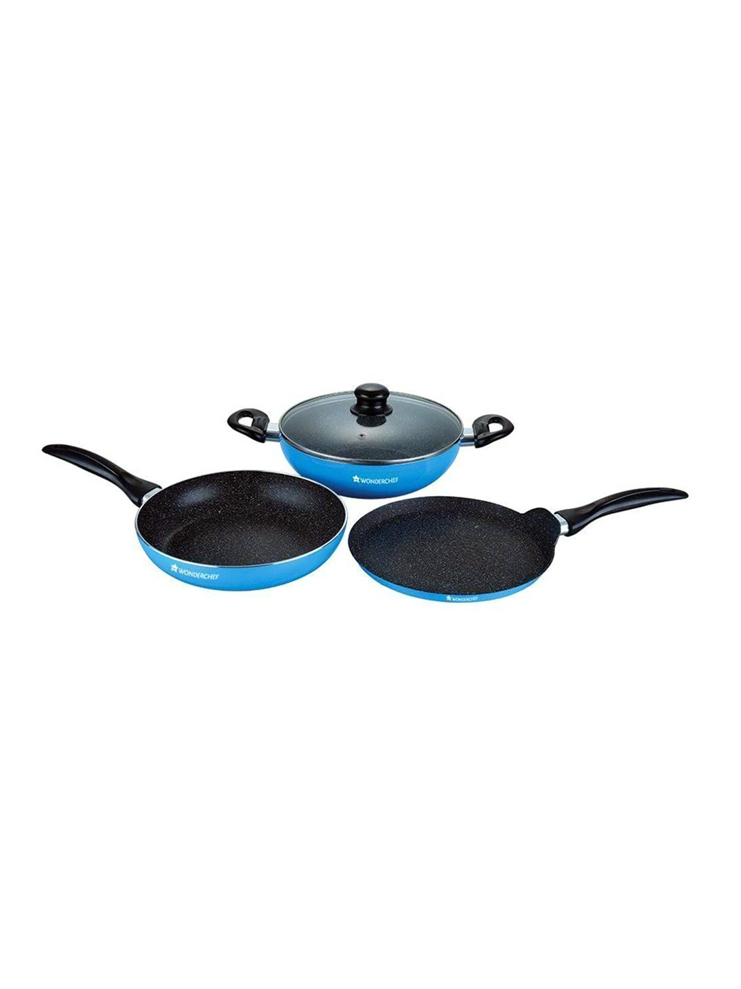 

Wonderchef Set Of 3 Blue Solid Athena Cookware Sets