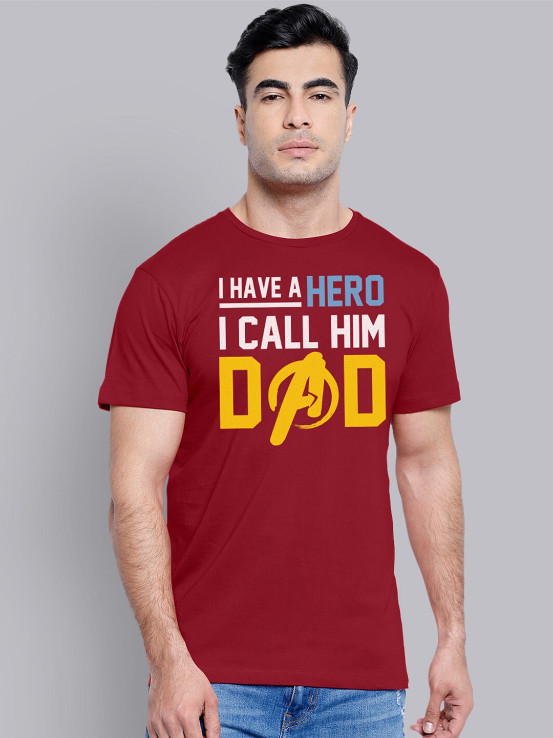 

Free Authority Men Red Yellow Avengers Typography Printed Cotton Pure Cotton T-shirt