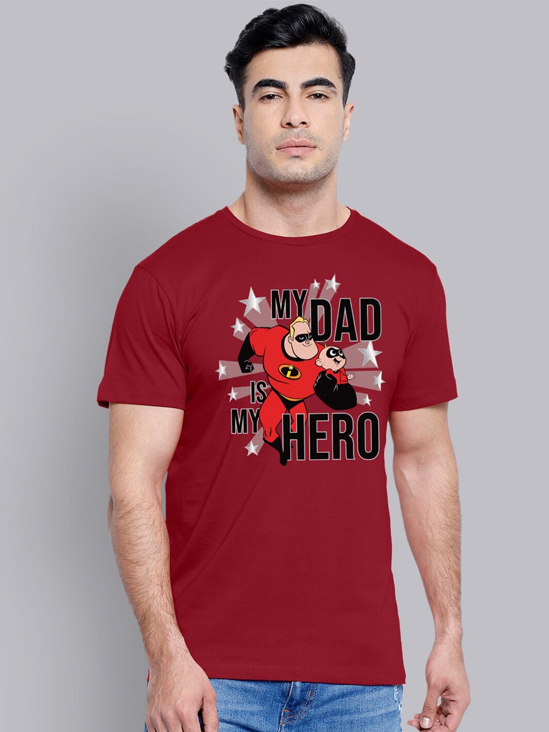 

Free Authority Men Red The Incredibles Featured Typography Printed T-shirt