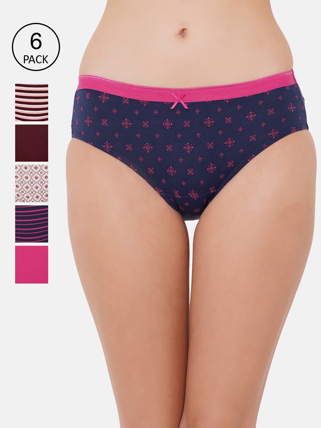 

Soie Women Pack Of 6 Hipster Briefs, Navy blue