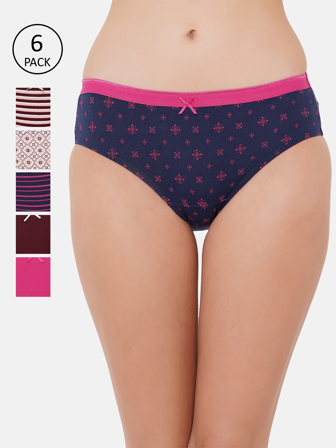 

Soie Women Pack Of 6 Hipster Briefs, Pink