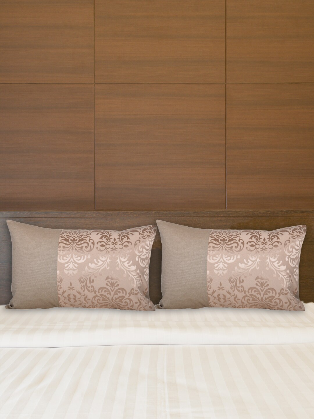 

Home Beige & Gold Set of 2 Cotton Pillow Covers