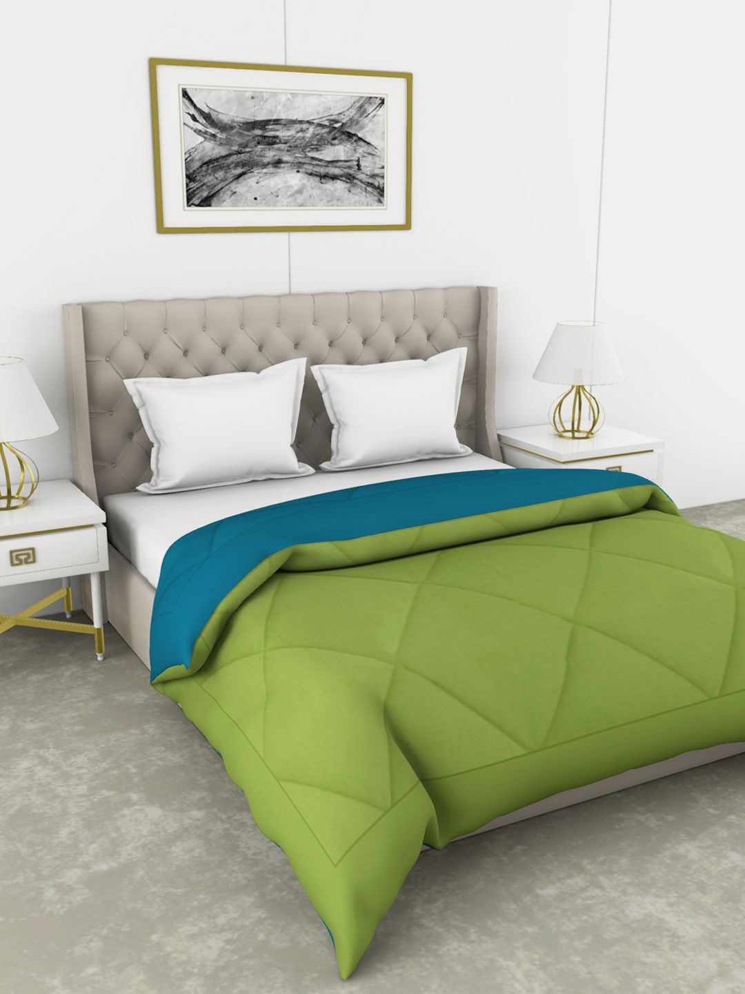 

BIANCA Green & Blue Microfiber Heavy Winter 350 GSM Double Bed Quilt