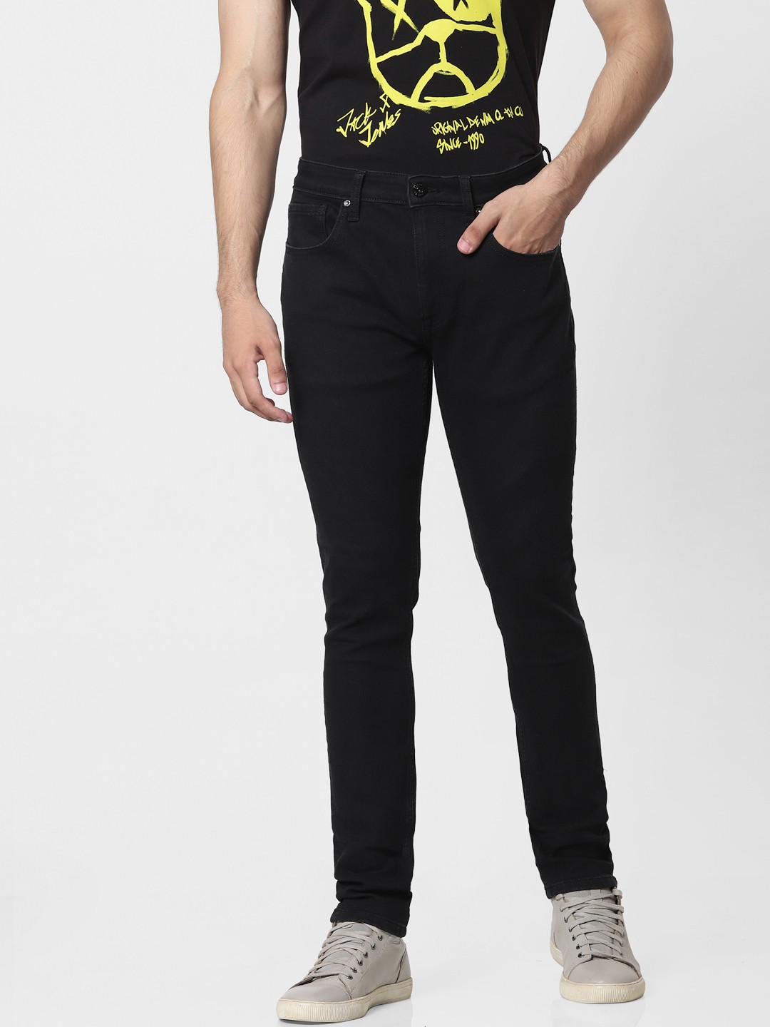 

Jack & Jones Men Black LIAM Skinny Fit Stretchable Jeans