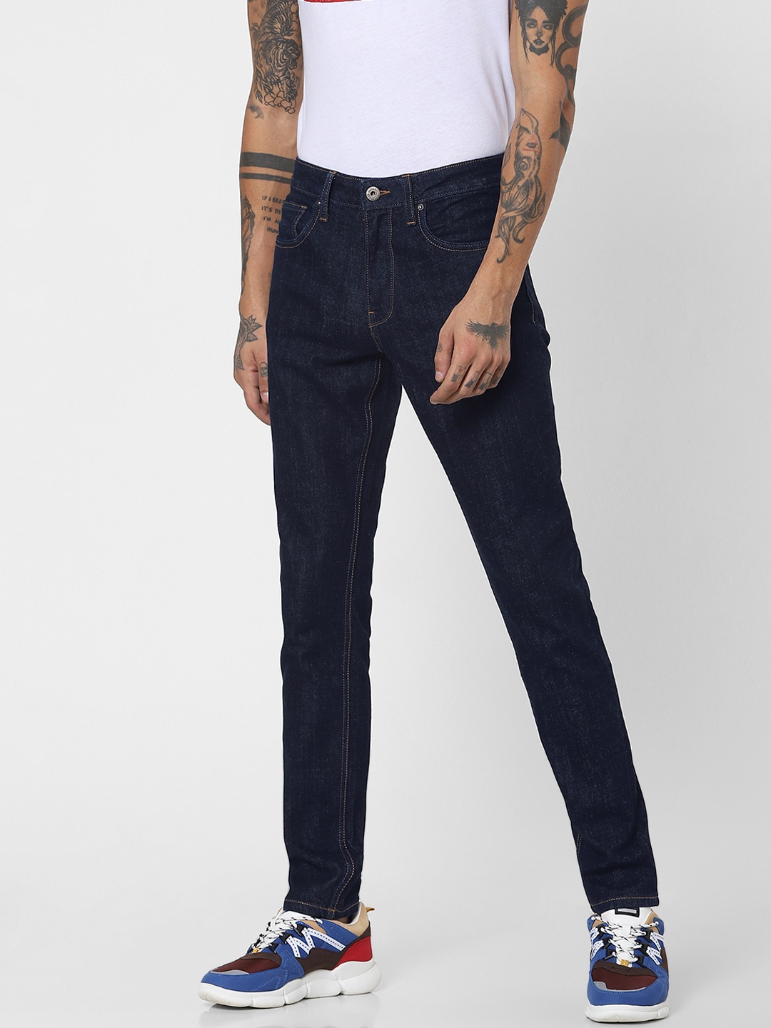 

Jack & Jones Men Navy Blue Skinny Fit Mid Rise Clean Look Jeans