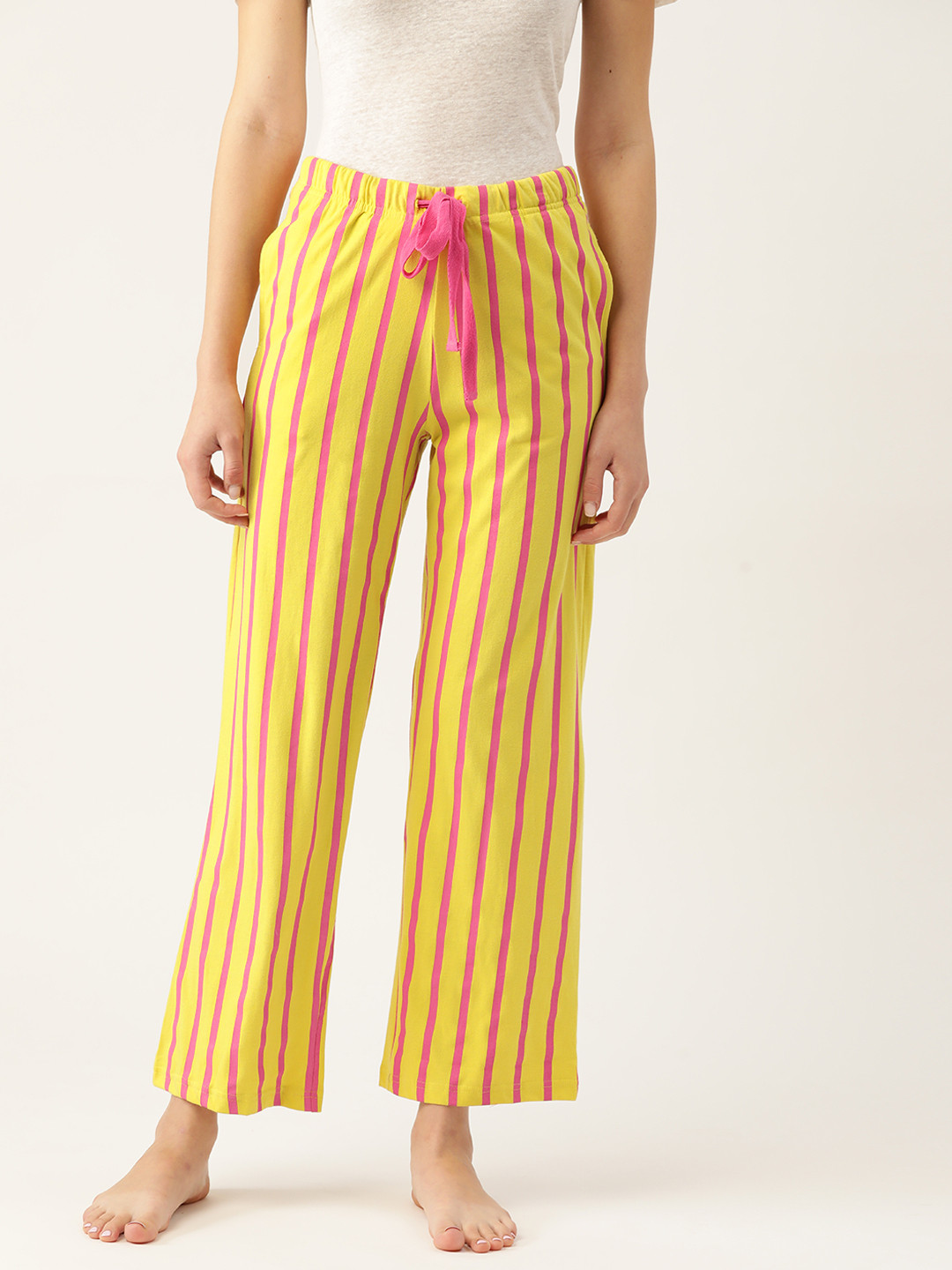 

DressBerry Women Yellow & Pink Striped Lounge Pants