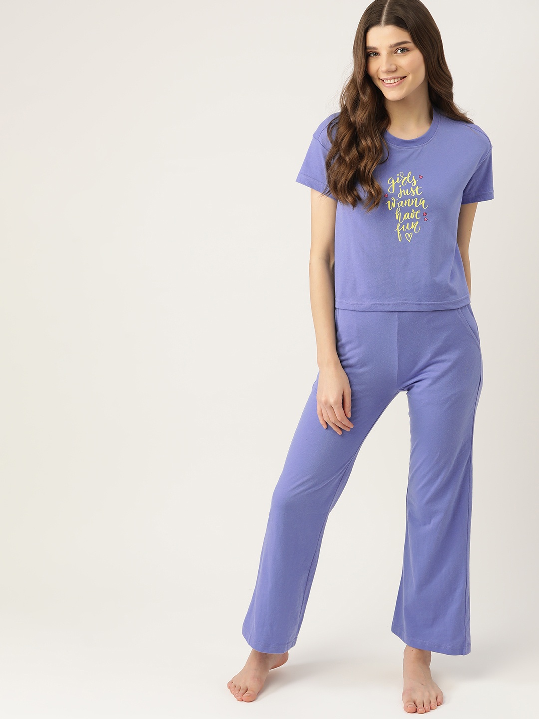 

DressBerry Women Blue Printed Pyjama Set