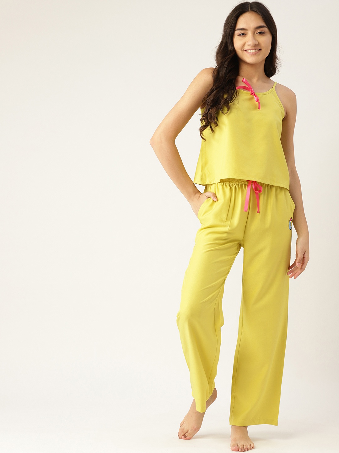 

DressBerry Women Mustard Yellow Solid Pyjama Set