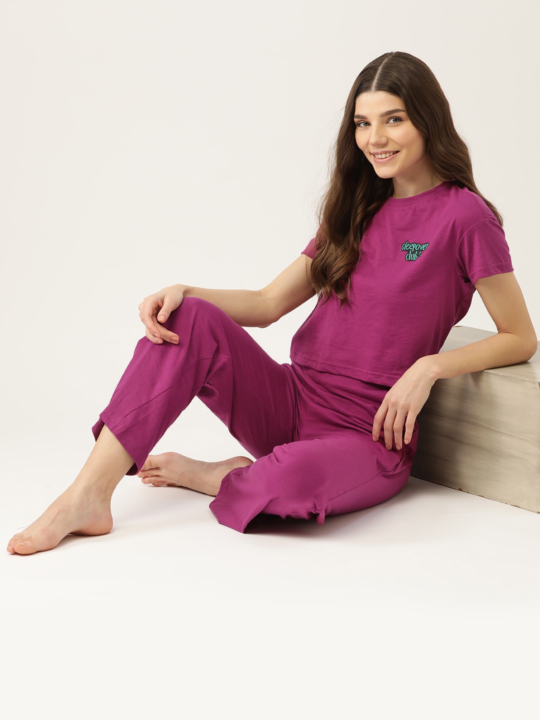 

DressBerry Women Purple Solid Pyjama Set