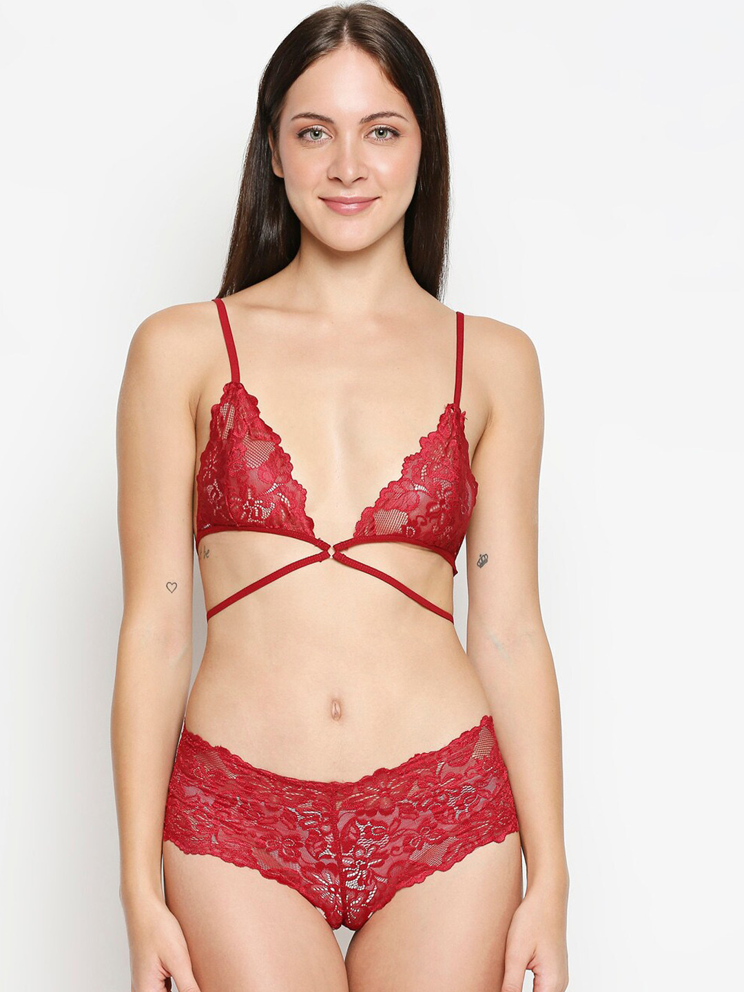 

XIN Women Maroon Self-Design Intimate Lingerie Set X.BO.19041