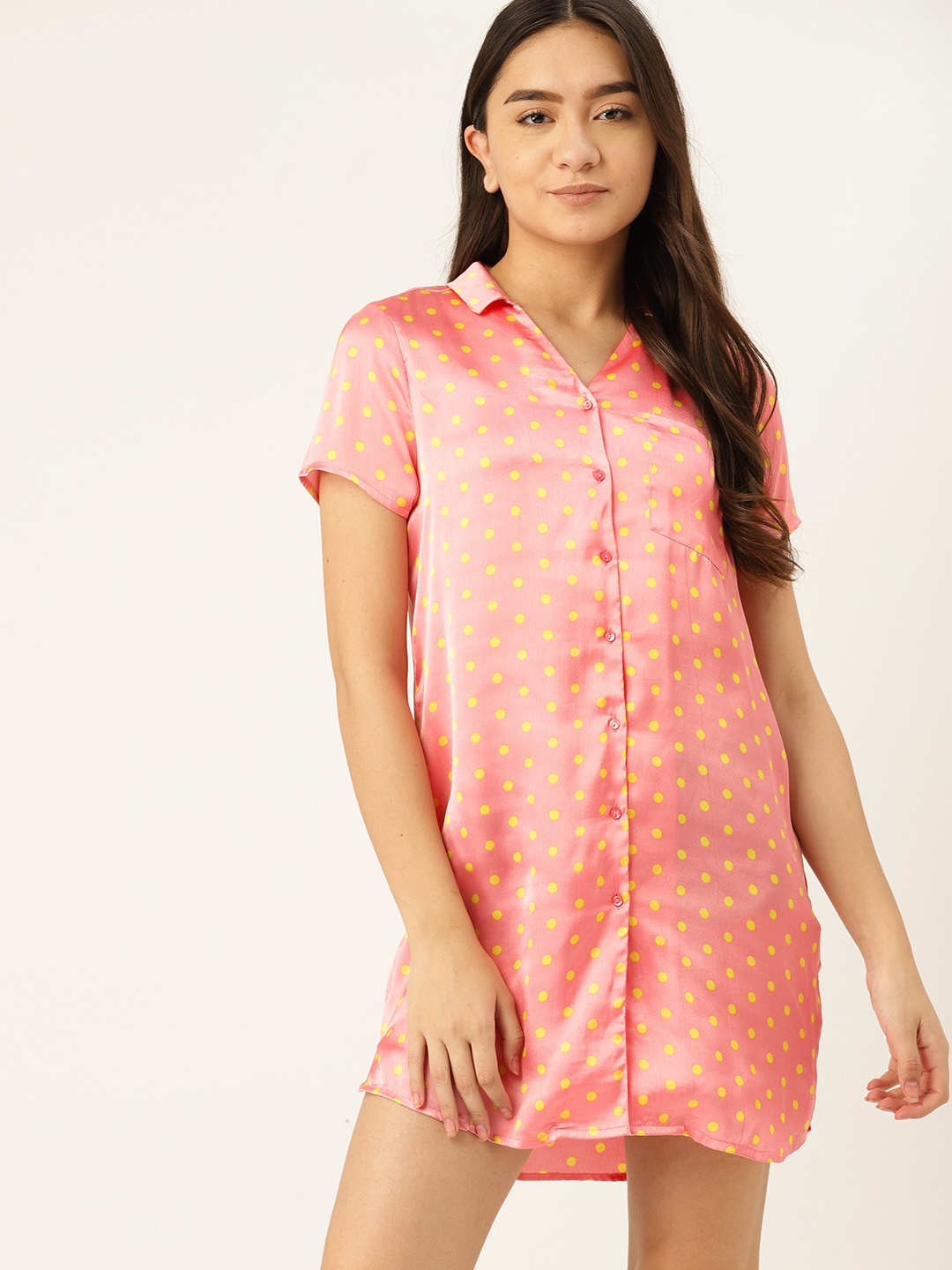 

DressBerry Pink Polka Dot Print Nightdress