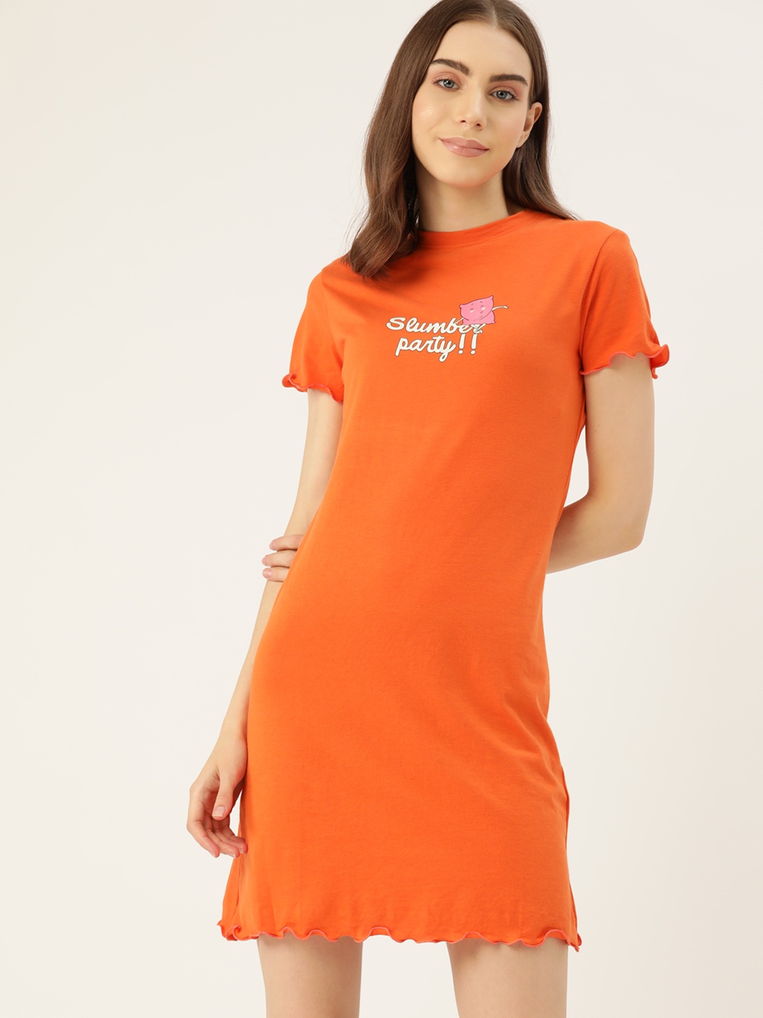 

DressBerry Printed T-shirt Nightdress, Orange