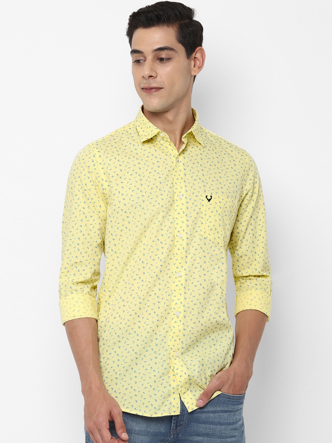 

Allen Solly Men Yellow Slim Fit Printed Casual Shirt