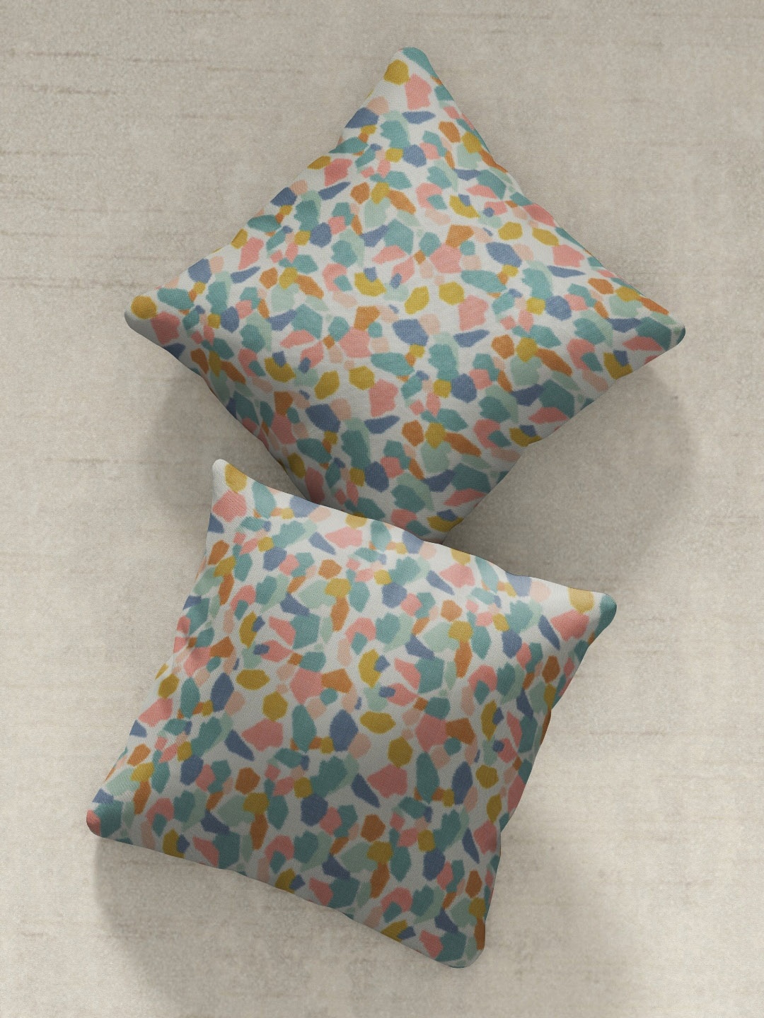 

DDecor Pink & Blue Set of 2 Geometric Printed Square Cushion Covers