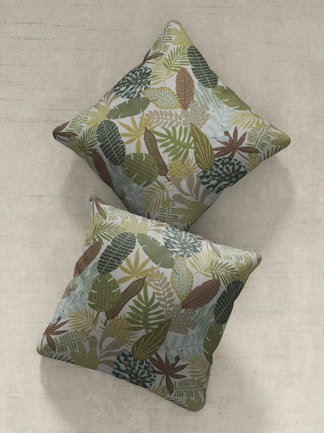 

DDecor Green Set Of 2 Printed Cushions