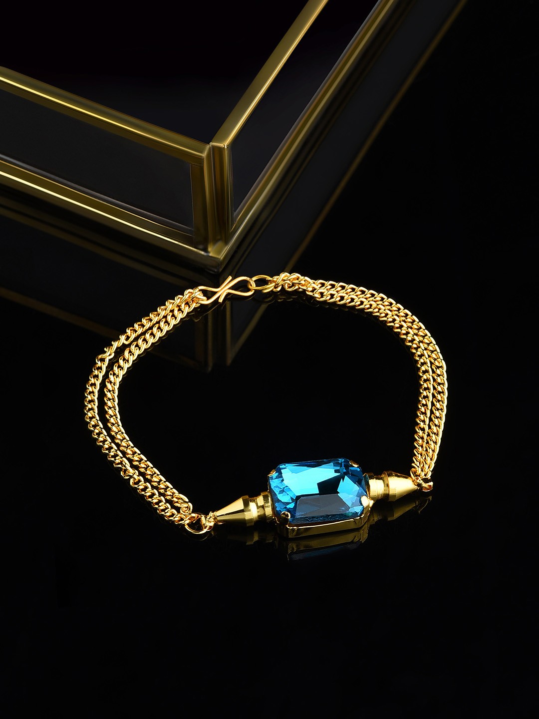 

AMI Women Gold-Plated & Turquoise Blue Wraparound Bracelet