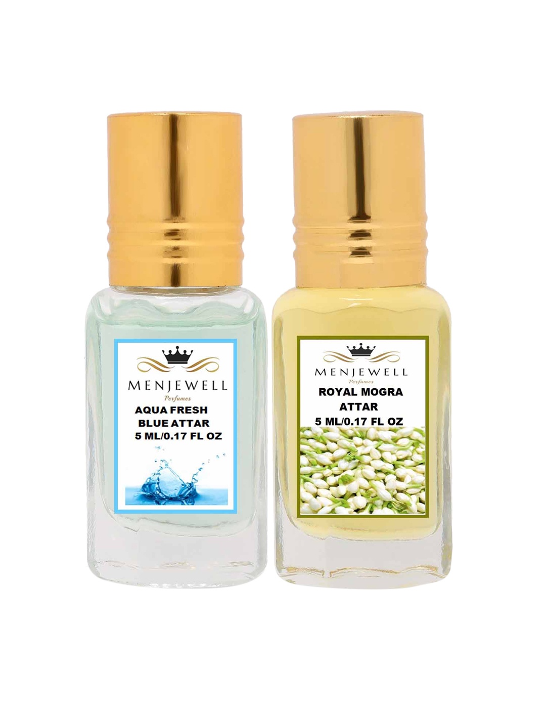 

Menjewell Set of 2 Aqua Fresh & Royal Mogra Attar, Transparent