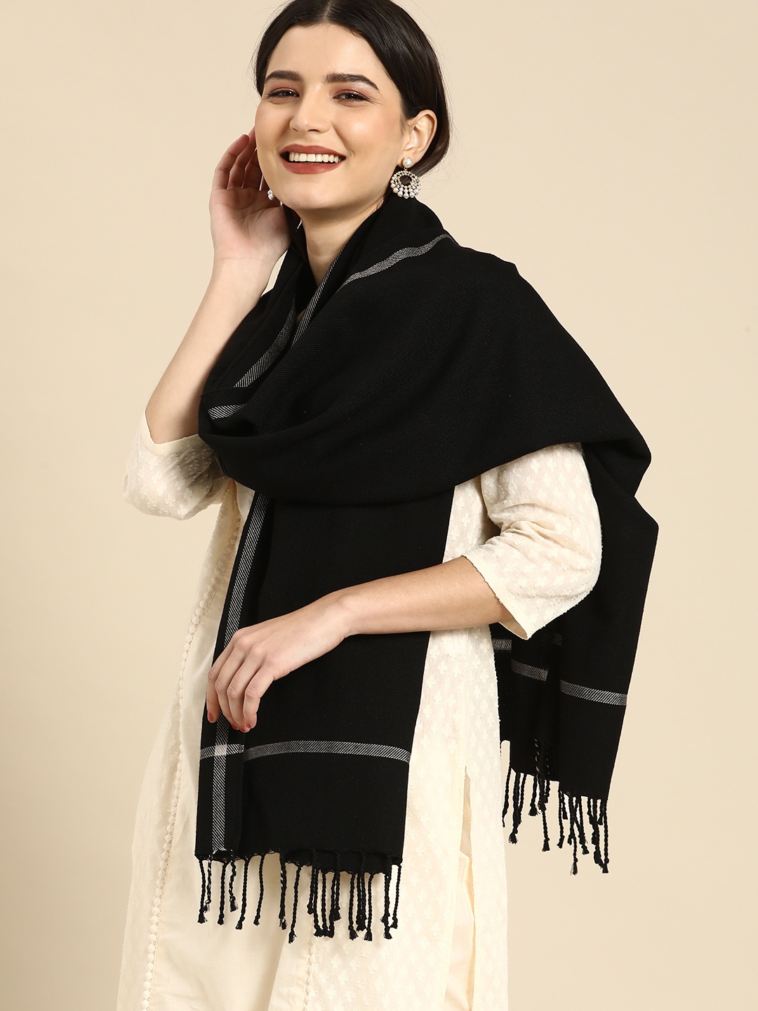 

Anouk Women Black Solid Scarf