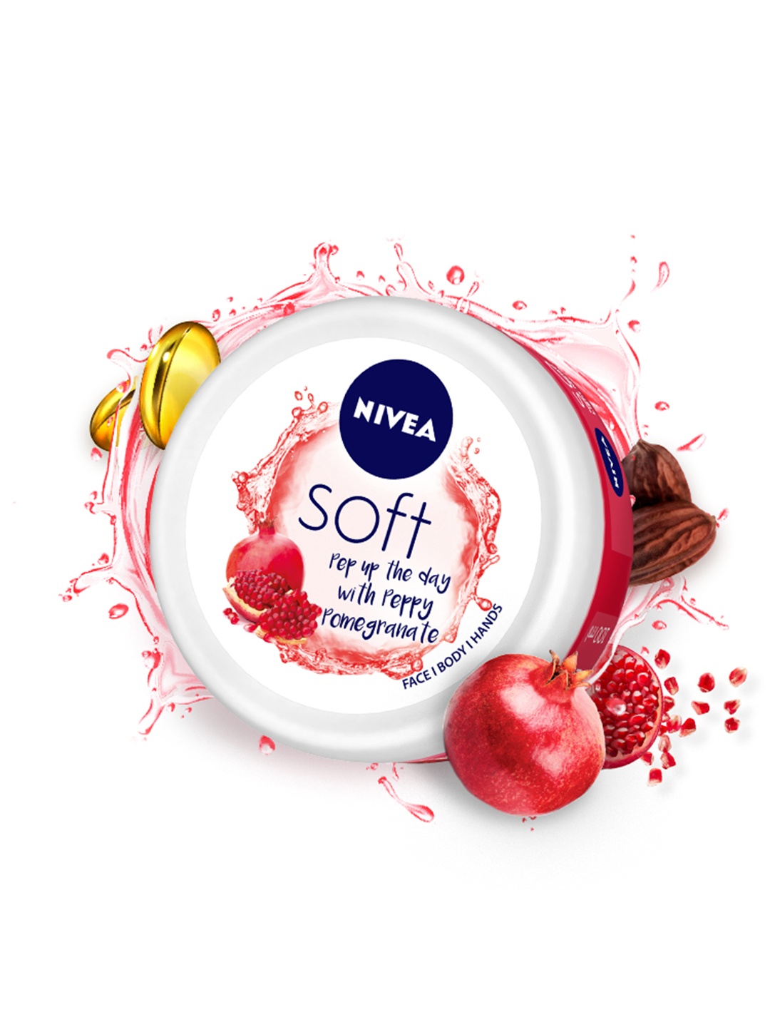 

Nivea Soft Light Moisturizer Cream - Peppy Pomegranate - For Face Hands & Body - 200 ml, White