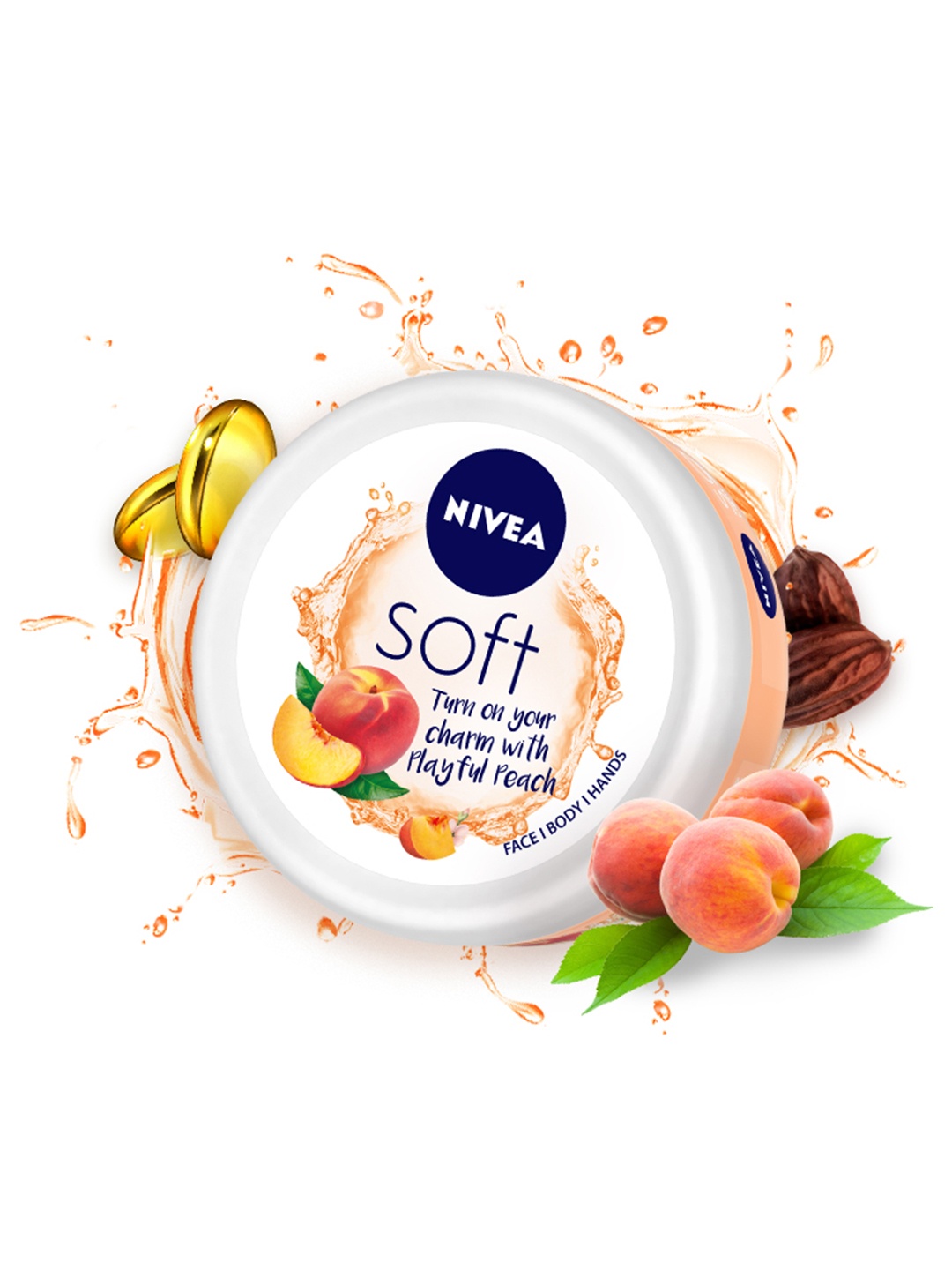 

Nivea Soft Light Moisturizer Cream - Playful Peach - For Face Hands & Body - 200 ml, White