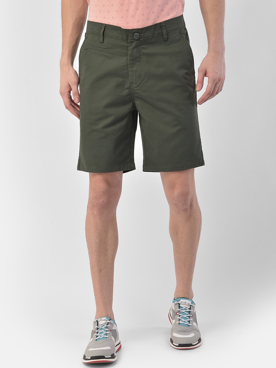 

COBB Men Green Slim Fit Solid Mid-Rise Regular Shorts