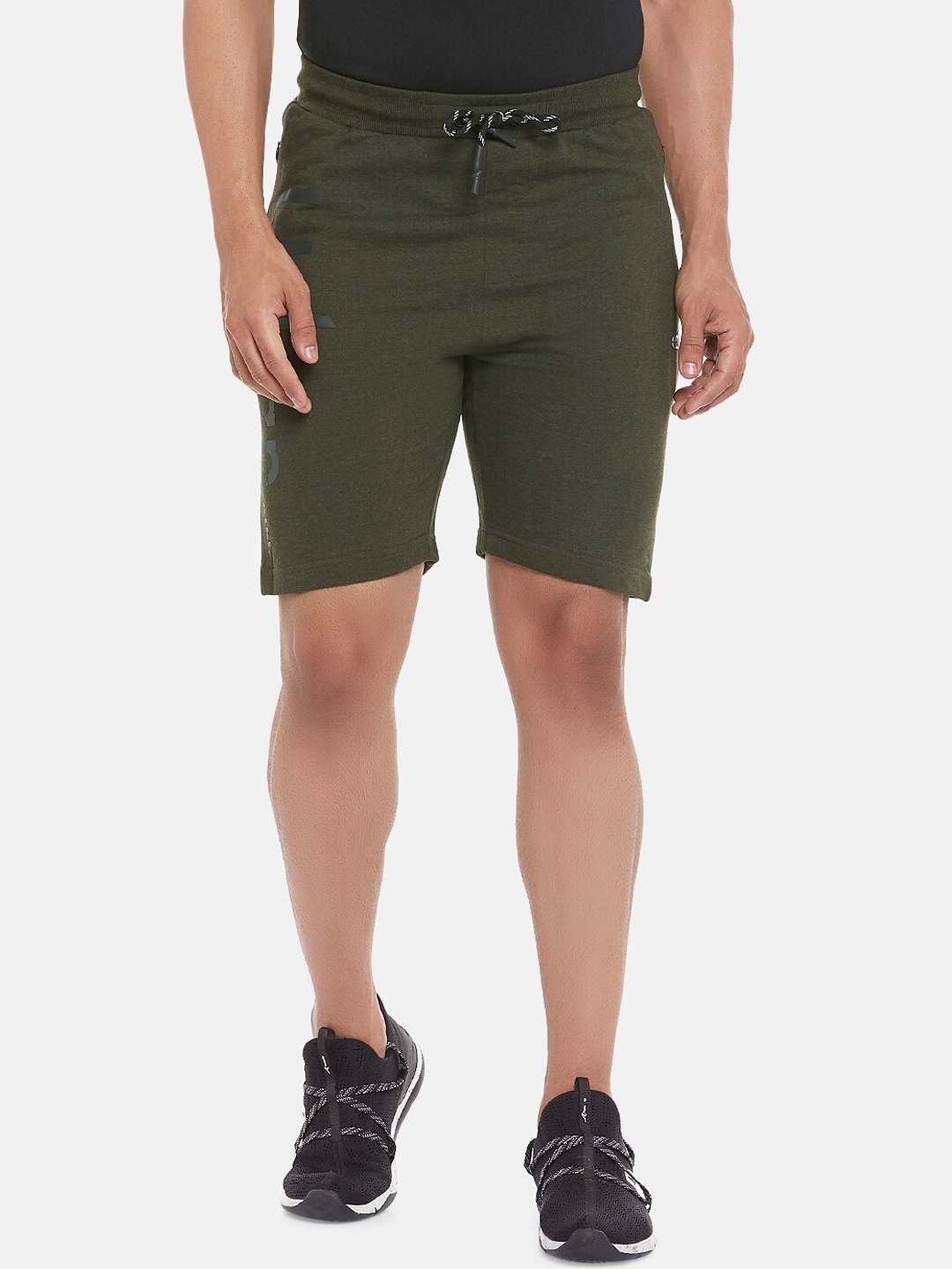

Ajile by Pantaloons Men Olive Green Slim Fit Solid Mid-Rise Sports Shorts