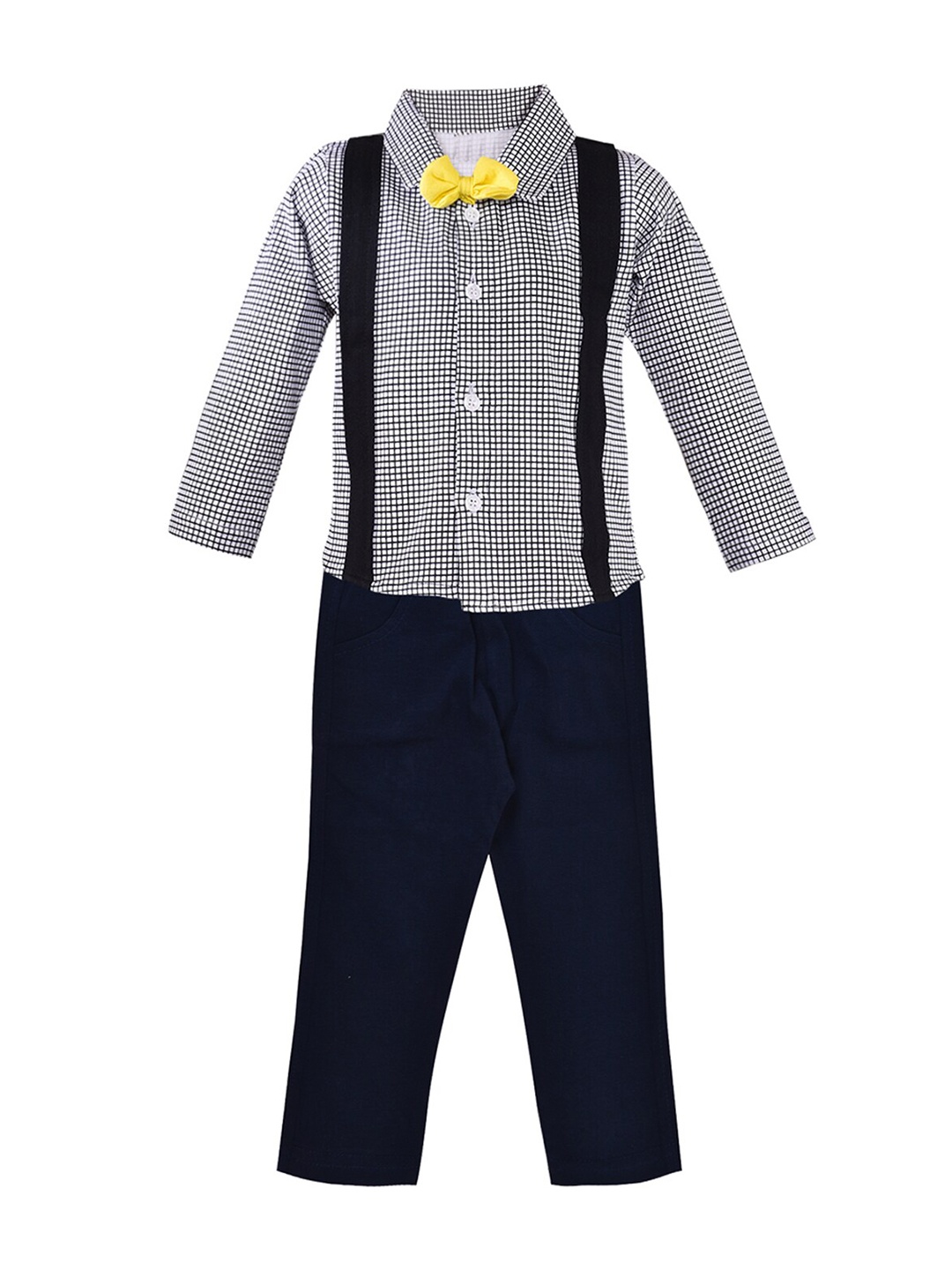 

Wish Karo Boys Black & White Checked Shirt with Trousers