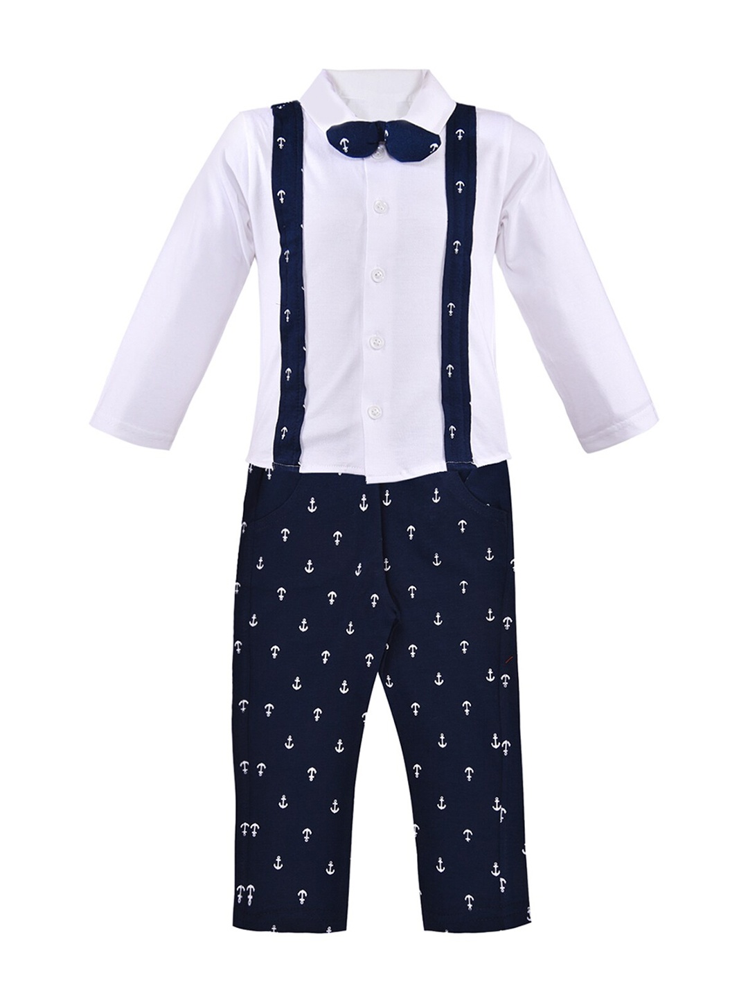 

Wish Karo Boys Navy Blue & White Shirt with Trousers