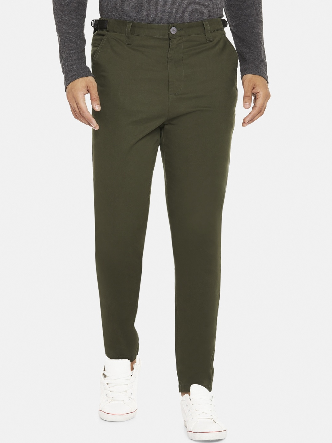 

Urban Ranger by pantaloons Men Olive Green Slim Fit Trousers