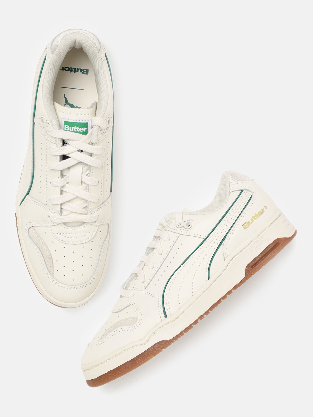 

PUMA x BUTTER GOODS Unisex Off-White Leather Slipstream Lo Trainers