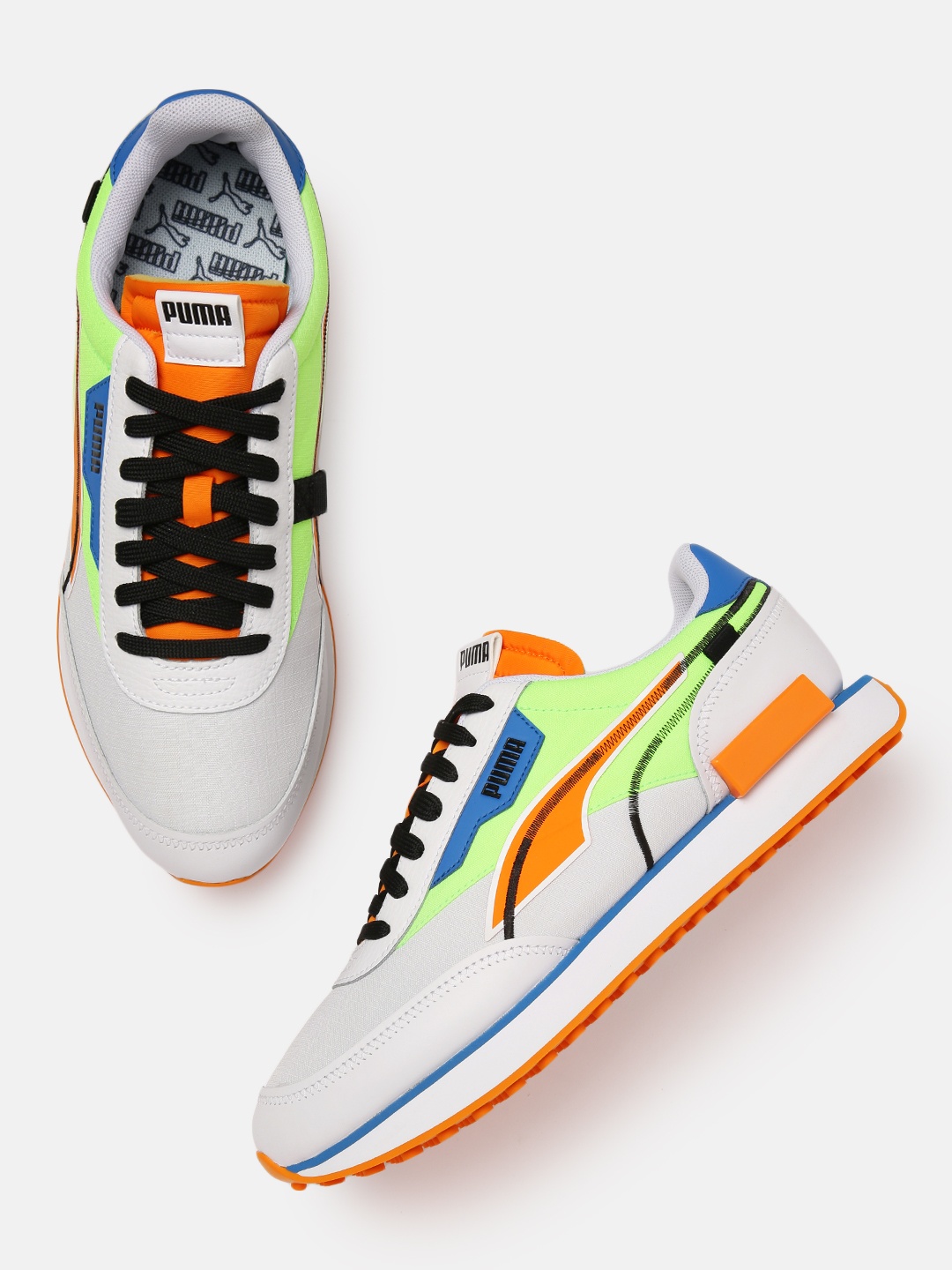 

Puma Unisex White & Orange Colourblocked Future Rider Twofold Sneakers