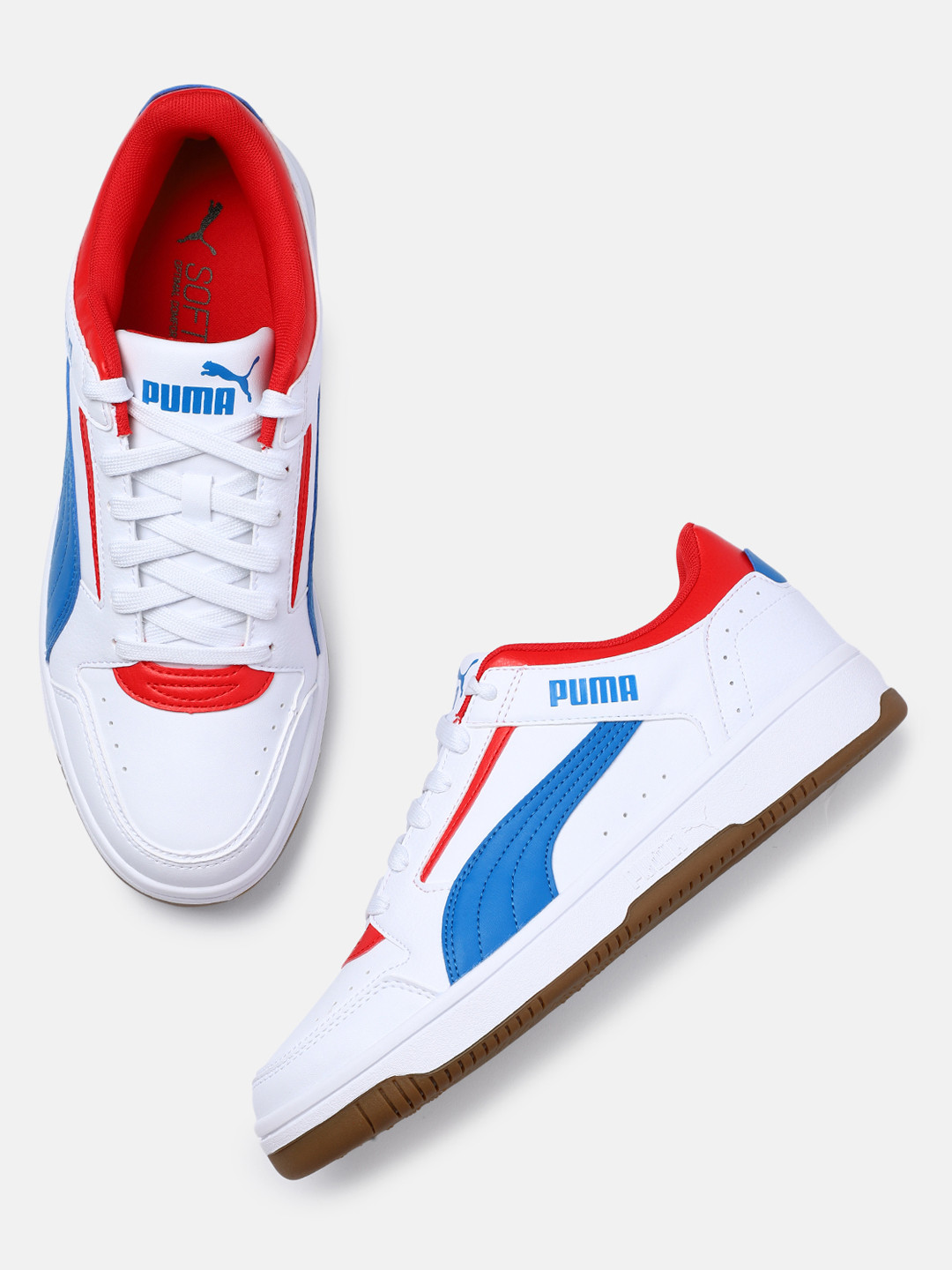 

Puma Unisex White Rebound Joy Low Colourblocked Sneakers