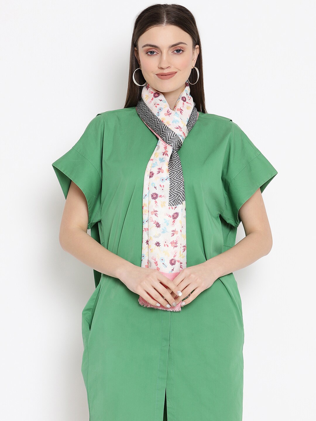 

SHINGORA Women Pink & White Printed Stole