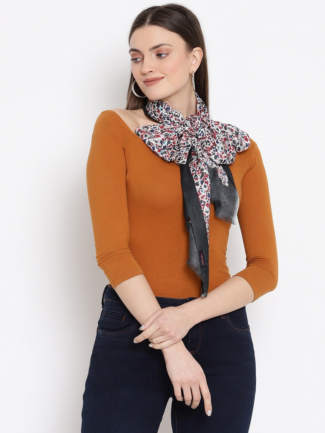 

SHINGORA Women Off White & Black Printed Stole