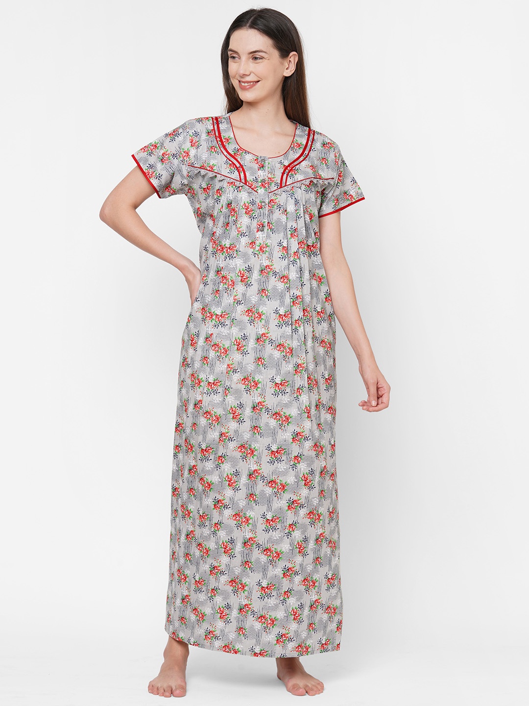 

Sweet Dreams Grey Printed Maxi Nightdress