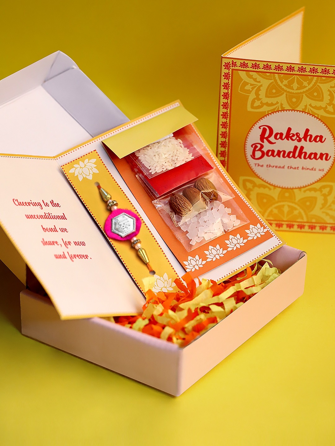 

Rubans Silver & Pink Rakhi Gift Set