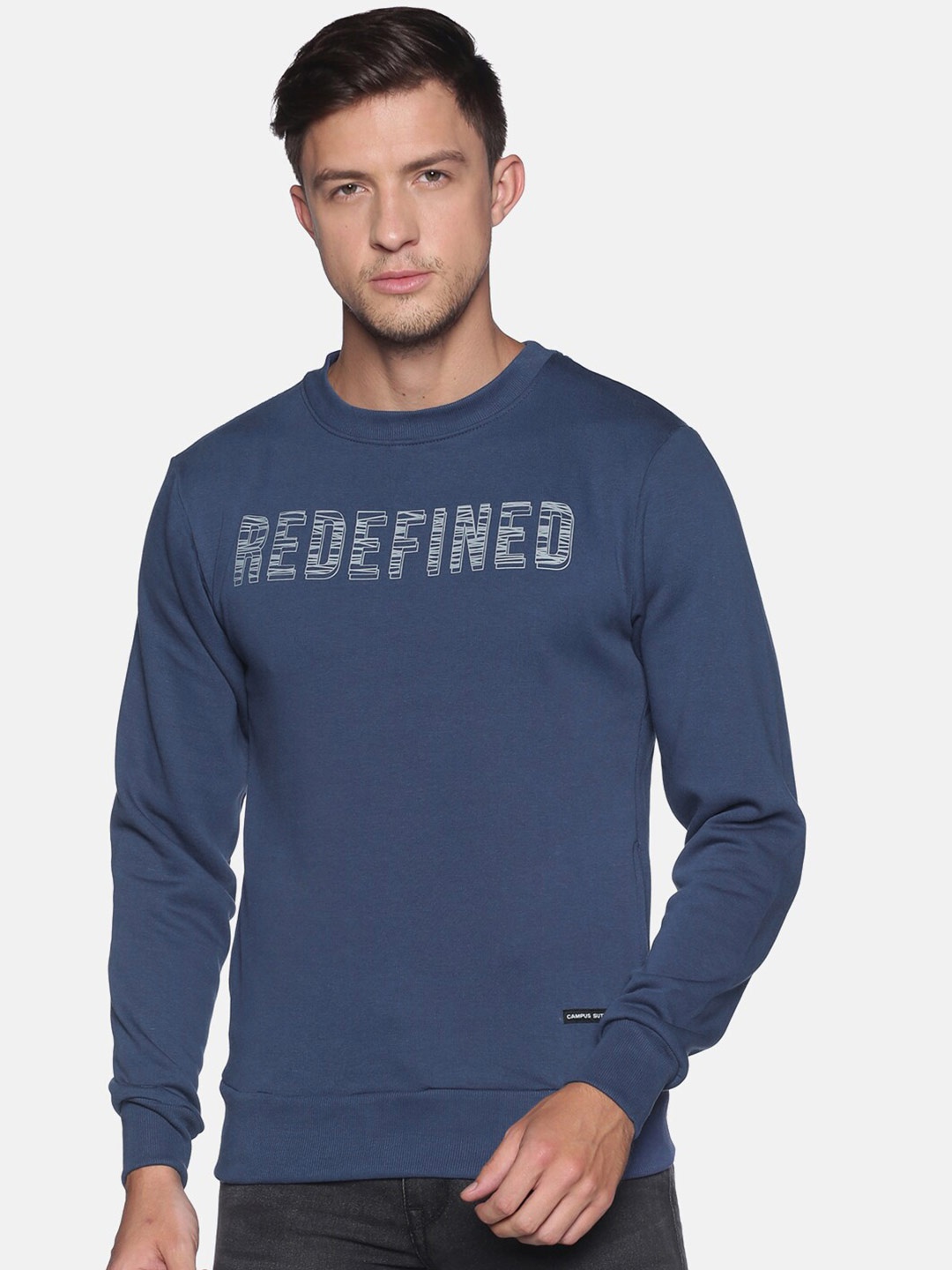

Campus Sutra Men Blue Typography Printed Pullover