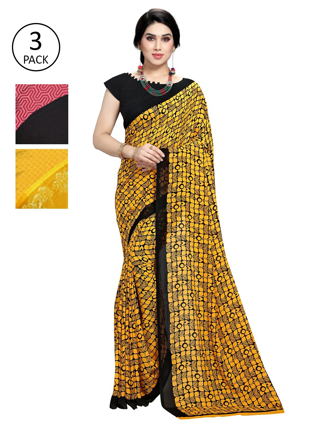 

KALINI Pack Of 3 Printed Saree, Multi