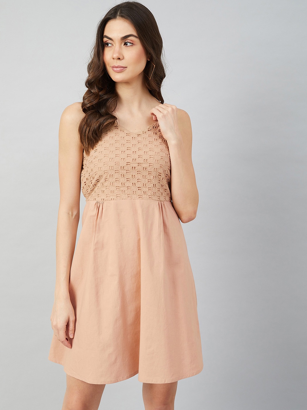 

Athena Women Nude Schiffli Slip Dress