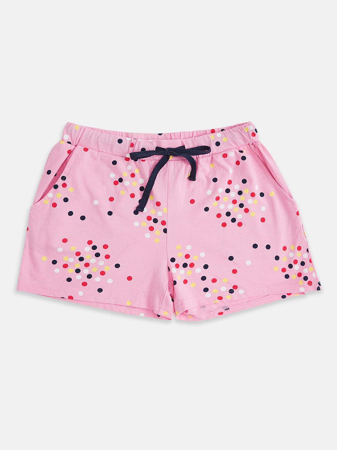 

Pantaloons Junior Girls Pink & Red Printed Mid-Rise Cotton Shorts