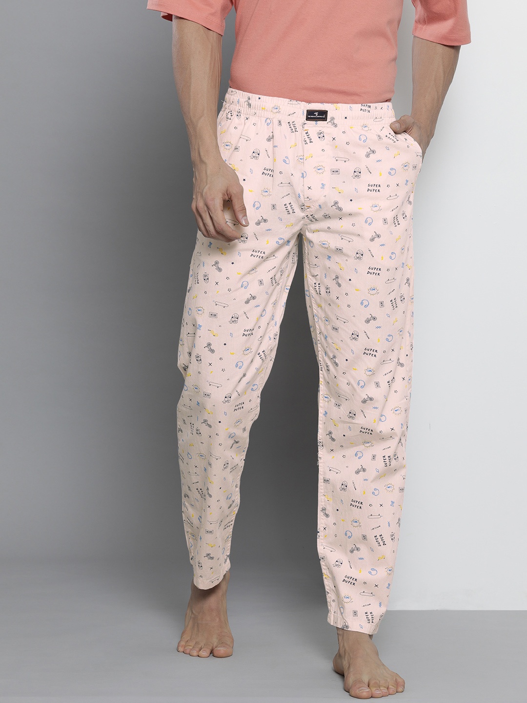 

The Indian Garage Co Men Pink Printed Lounge Pants