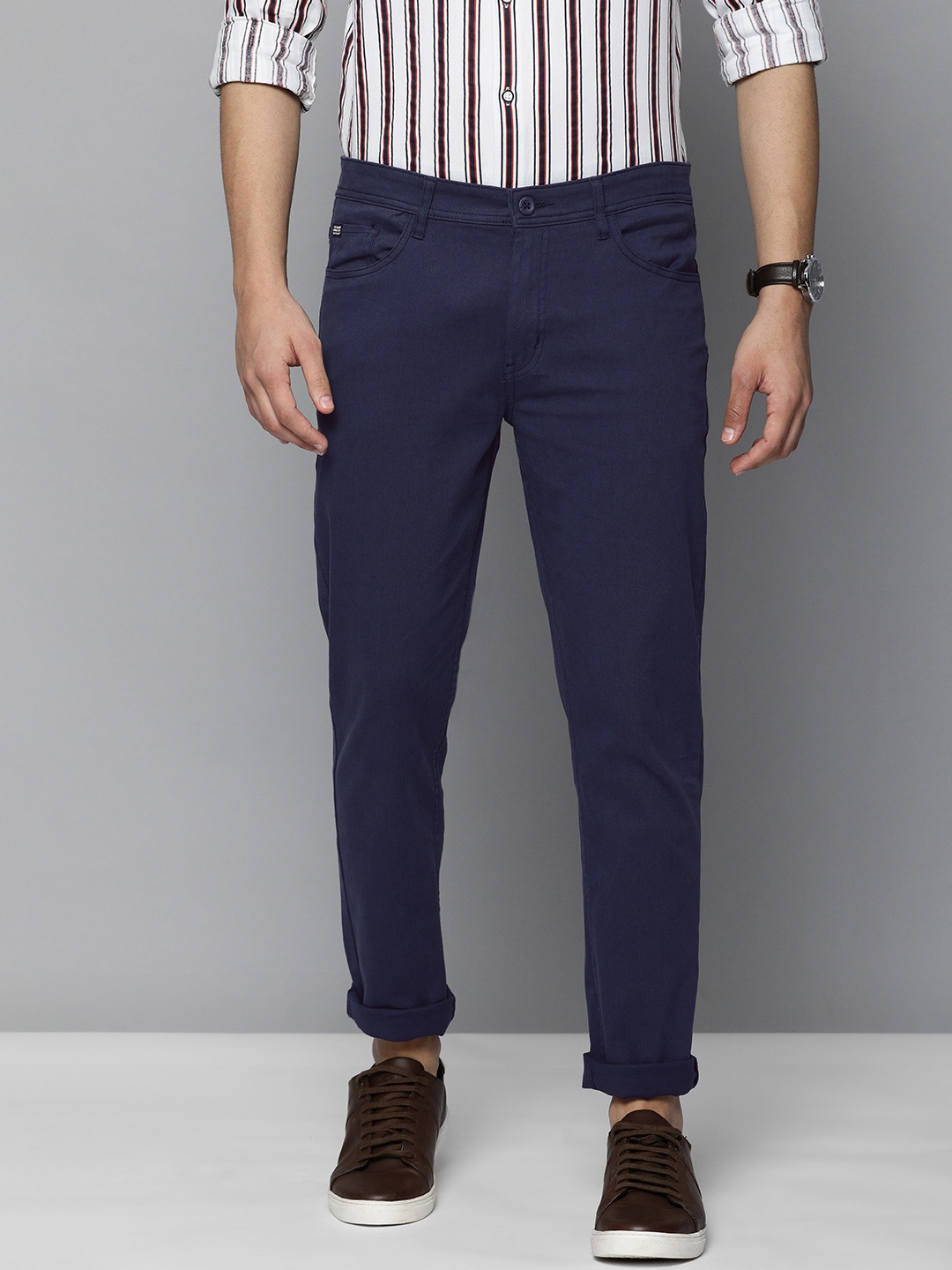 

The Indian Garage Co Men Blue Slim Fit Chinos Trousers