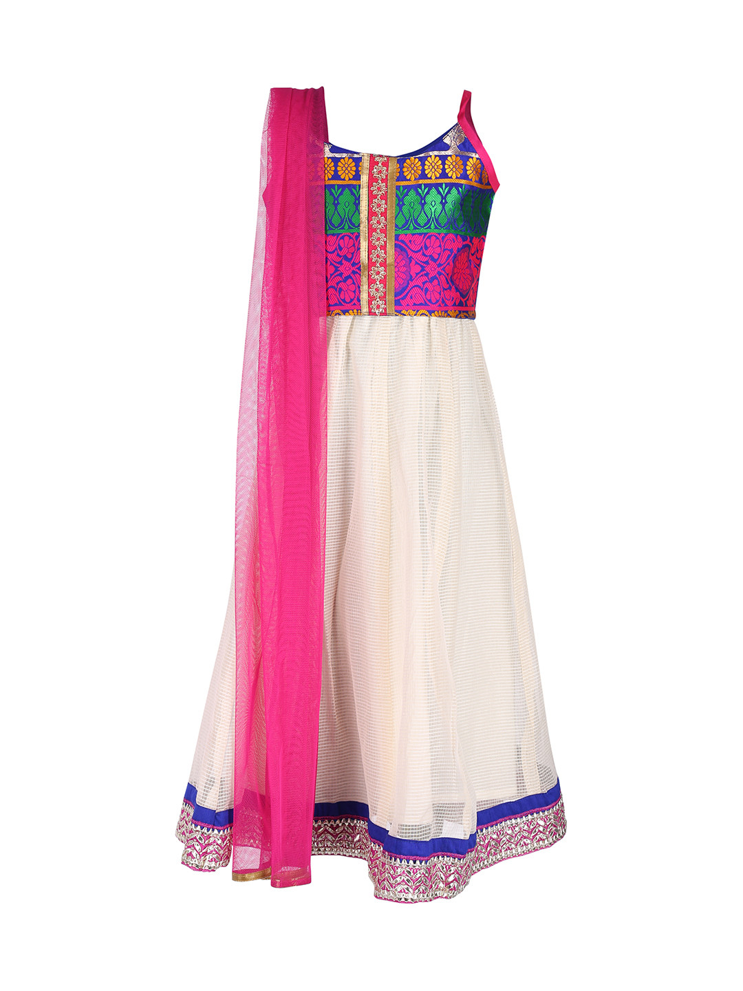 

Twisha Girls Pink & Off-White Lehenga Choli with Dupatta