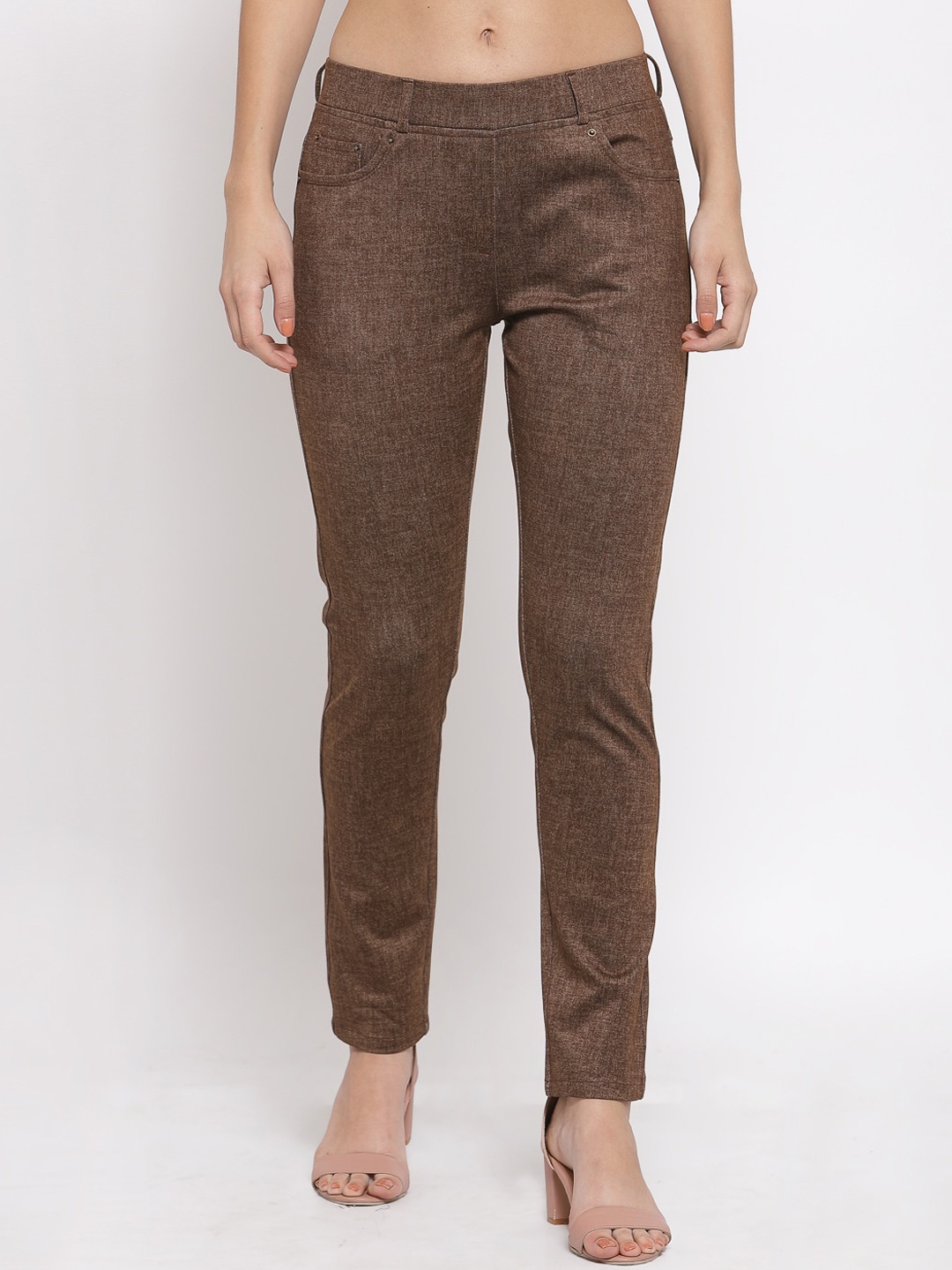 

Westwood Women Brown Textured Skinny Fit Trousers